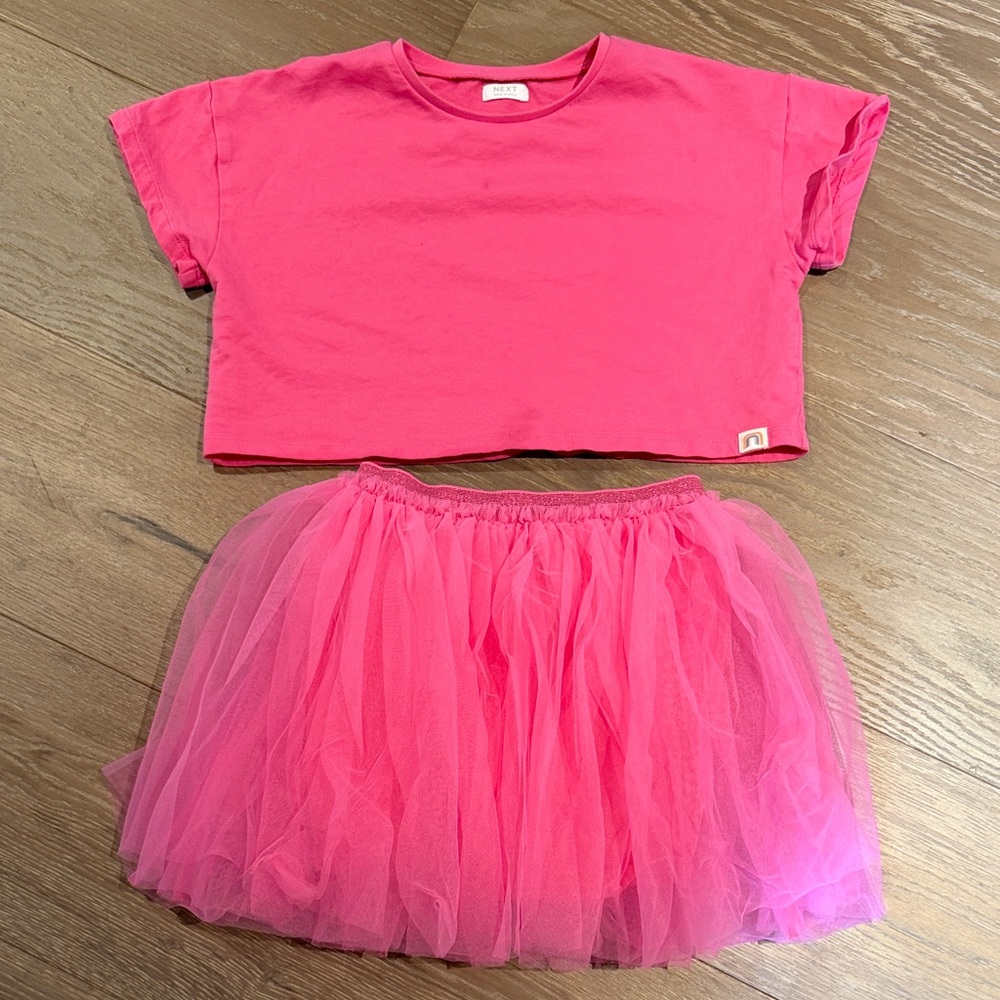 Next Pink Cropped Tee and Tulle Skirt Set